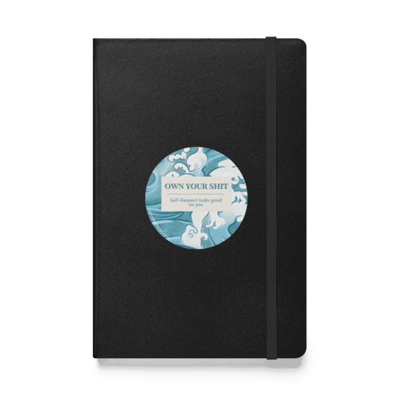 Self-respect circle blk journal 1 black hardcover journal with lined pages from own your shit collection; self-respect looks good on you with circular wave design from author Jordan Blake