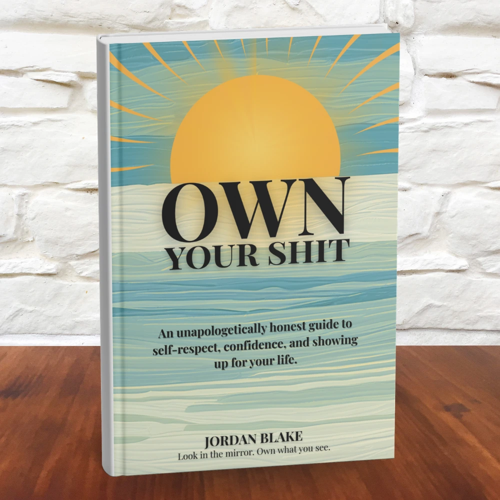 Own Your Sh!t book image with white brick and wood background from author Jordan Blake